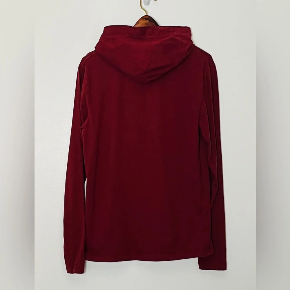 True Religion Hoodie Men’s Small Maroon Henley Shirt Pullover‎ Embroidered Logo